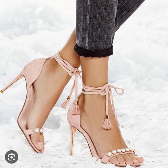 RAYE Bennie Pearl Suede Sandals Heel in tan - Picture 1 of 9